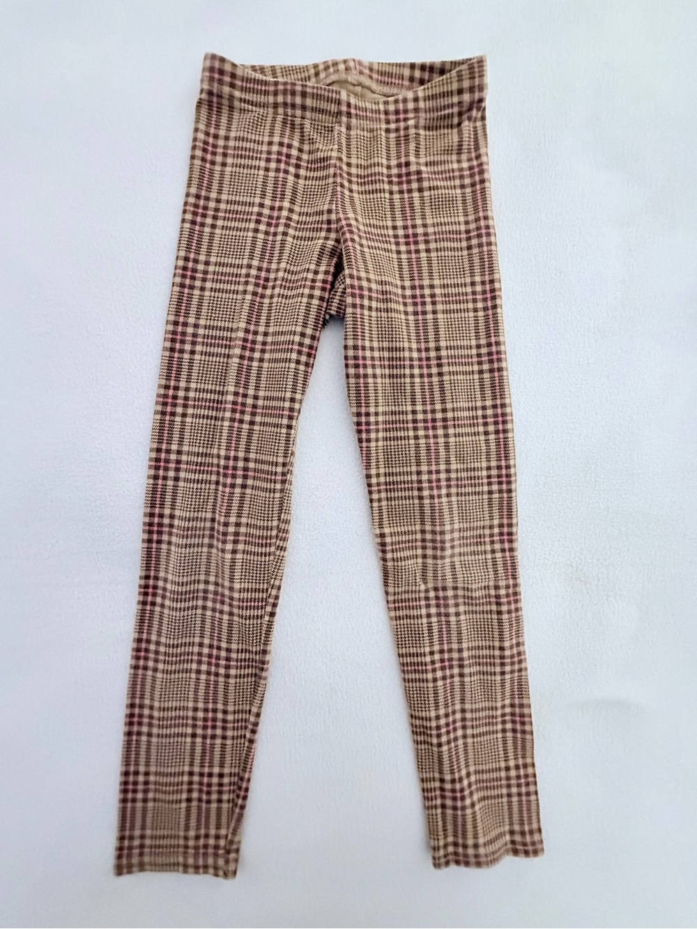 Old Navy Tan and Pink Plaid Leggings